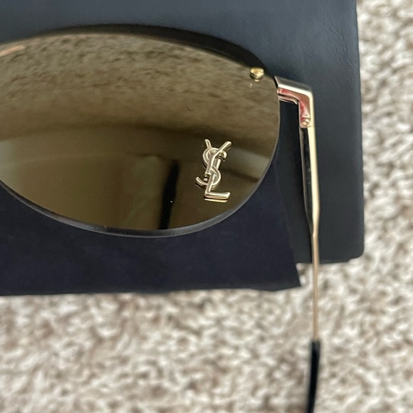 Saint Laurent Gold Aviator Sunglasses - Picture 8 of 11